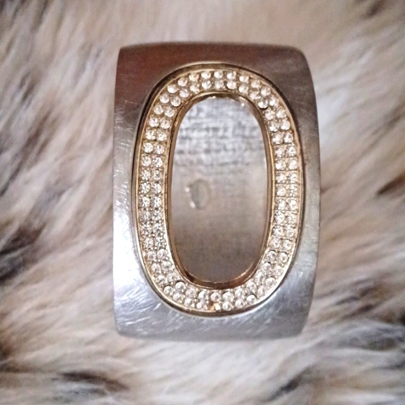 AMRITA SINGH | Swarovski Pave Crystals Gold Silver Tone Hinge Bracelet - Picture 2 of 6